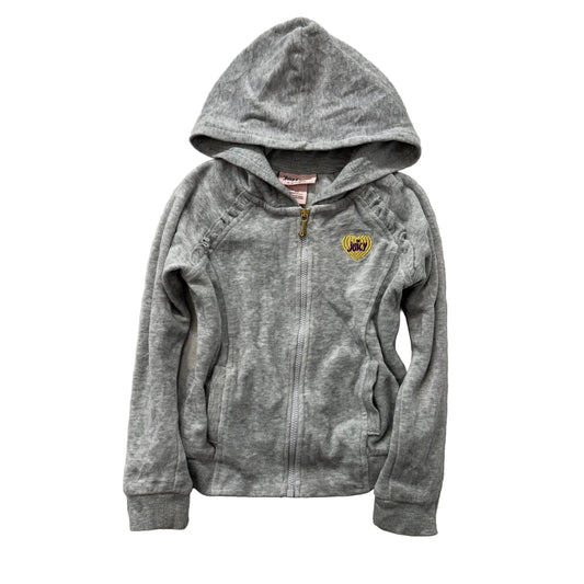 Juicy Couture Girl's Heather Gray Velour Full Zip Hoodie Heart Logo Y2K Size 4T