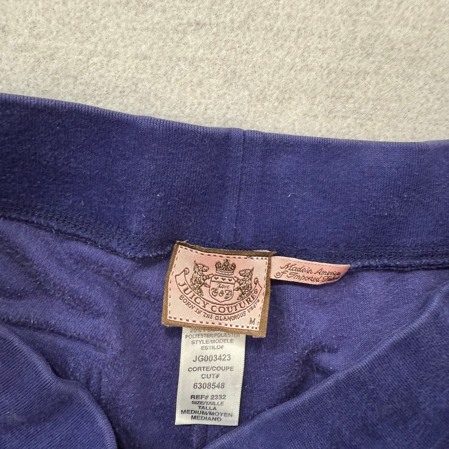 Juicy Couture Women's Purple Terrycloth Flare Track Pant Back Snap Pocket Size M
