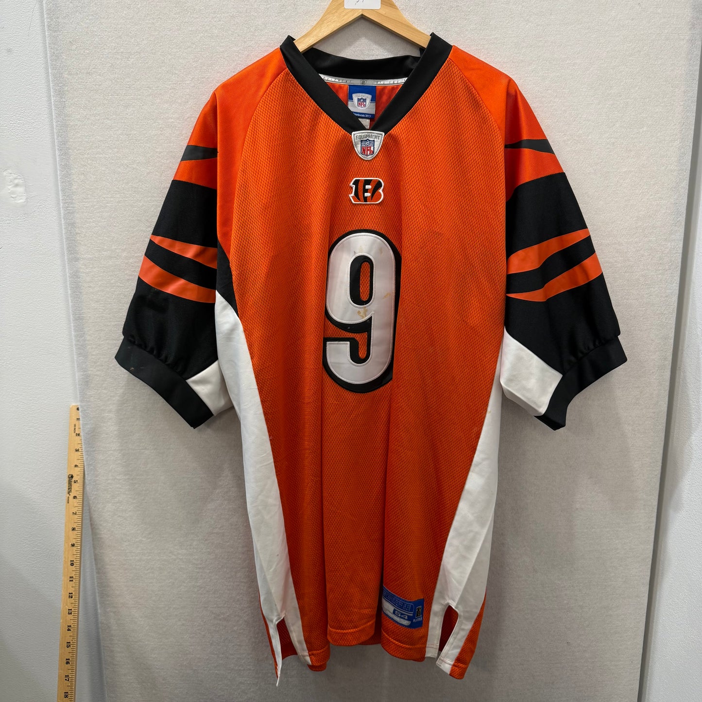 Reebok NFL Bengals Carson Palmer 9 Orange Football Jersey Mesh Size XL