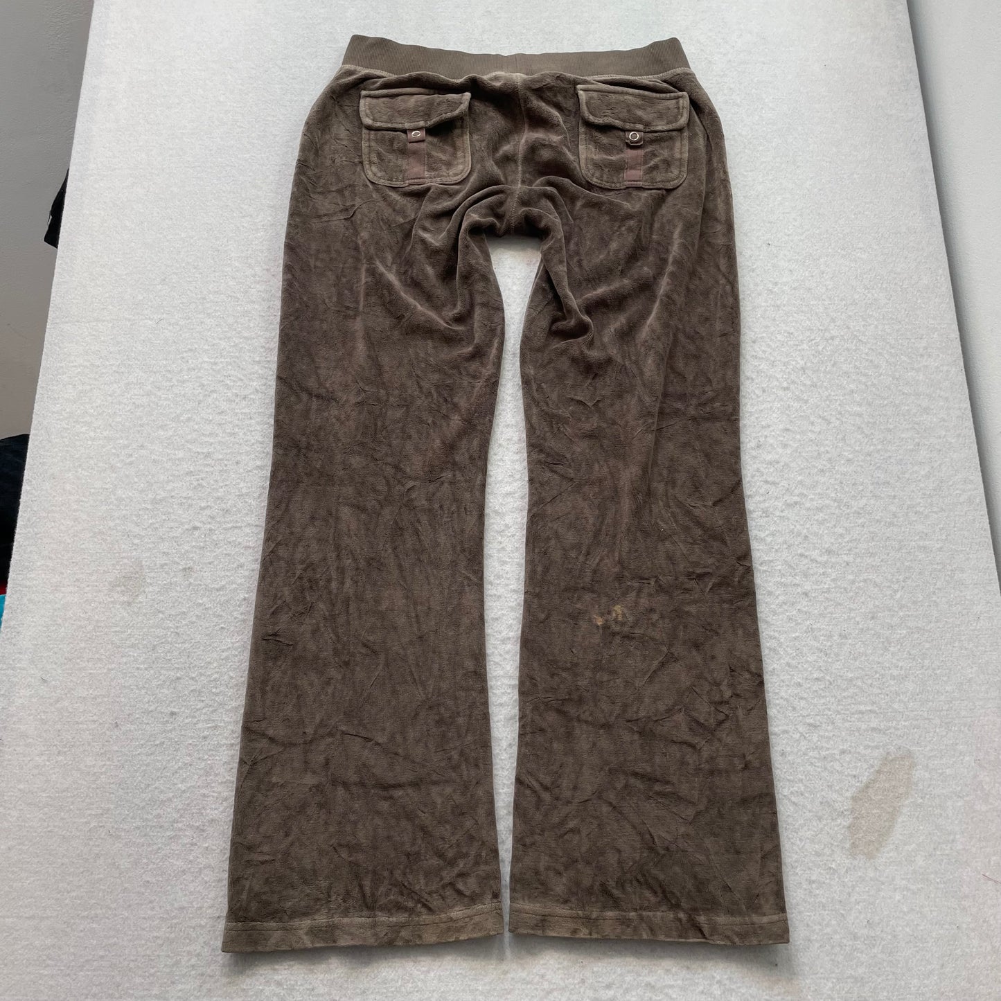 Juicy Couture Women's Brown Velour Flared Track Pant Pockets Loungewear Size M