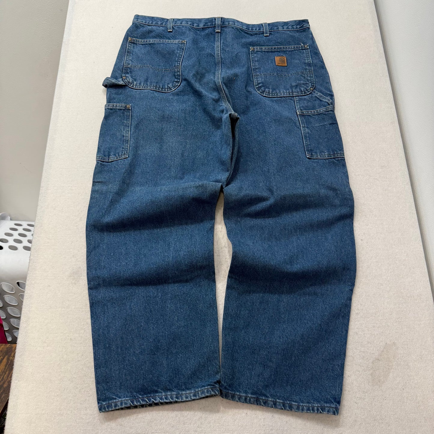Carhartt Men's Blue Denim Double Knee Baggy Carpenter Jeans Hammer Loop Size 42
