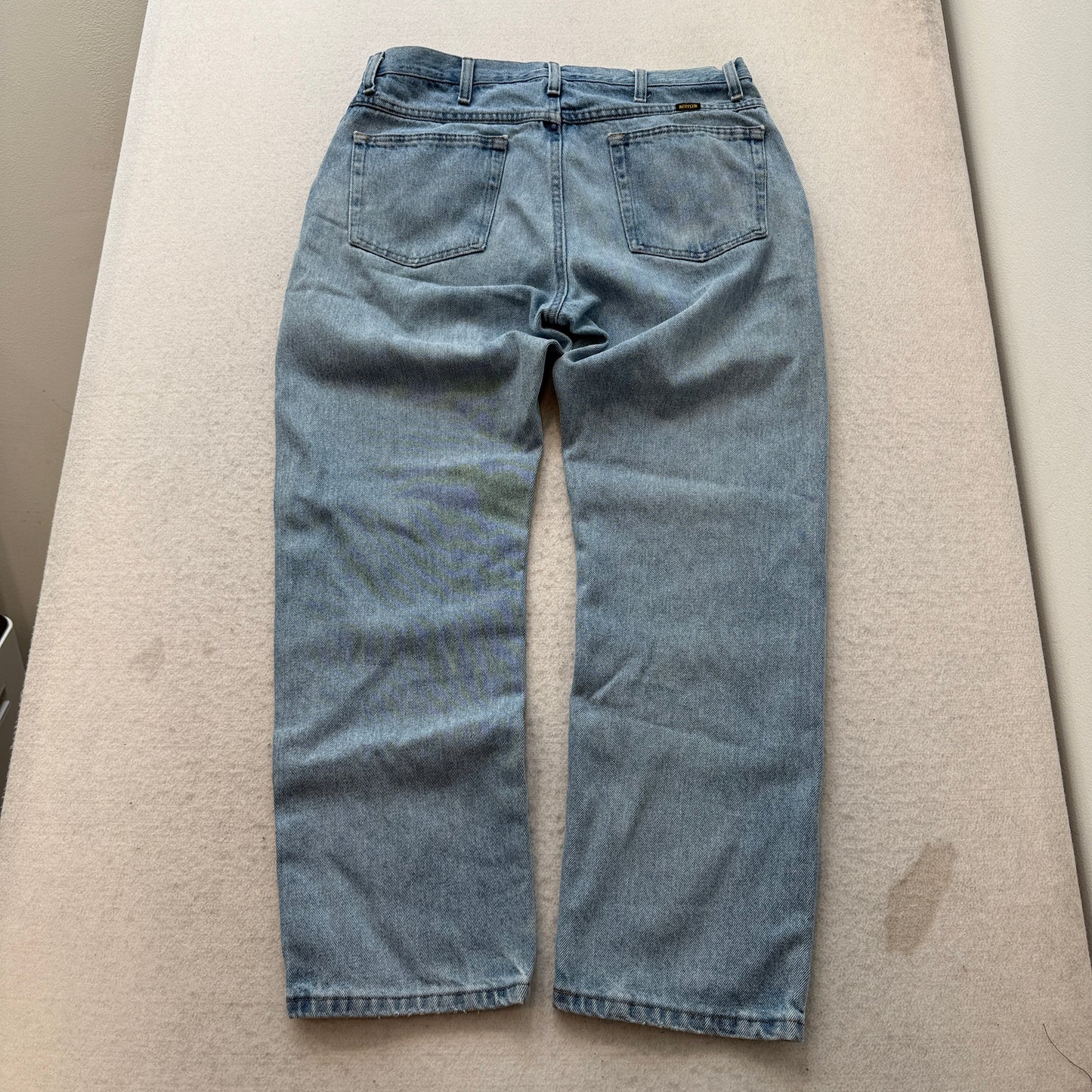 Rustle Men's Blue Baggy Denim Jeans Zip-Fly Pockets Y2K Classic Fit Size 36x34
