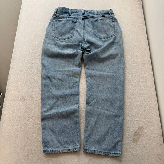 Rustle Men's Blue Baggy Denim Jeans Zip-Fly Pockets Y2K Classic Fit Size 36x34
