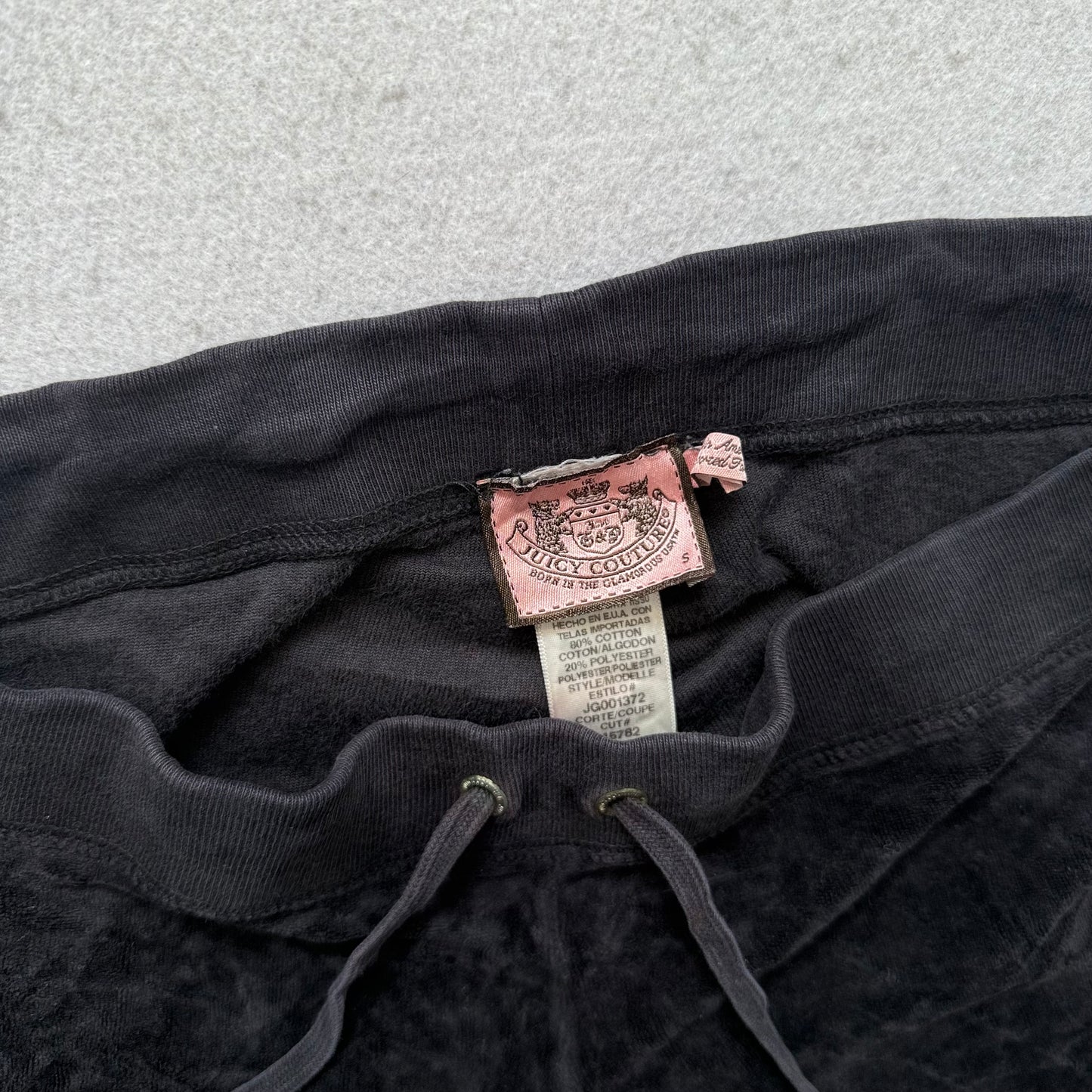 Vintage Juicy Couture Women's Black Velour Flared Track Pant Drawstring Size S