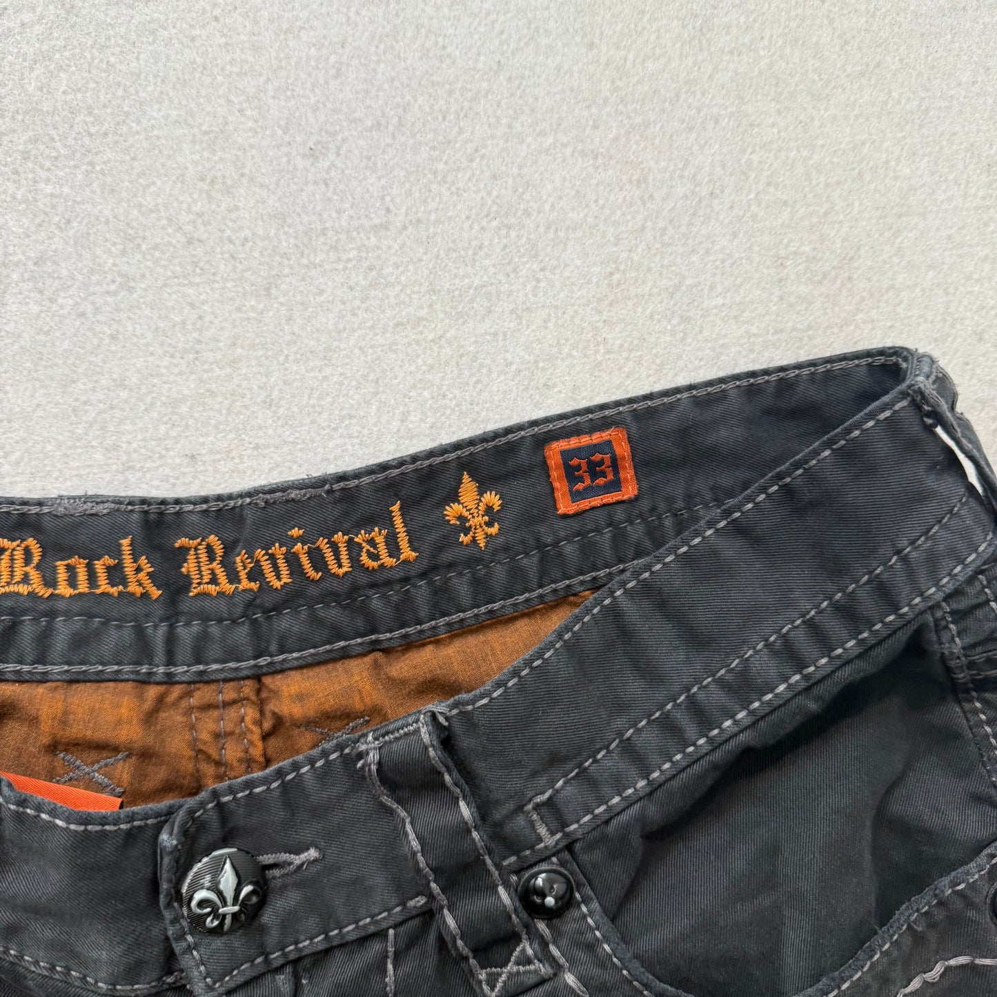Rock Revival Steven Men's Black Straight Jeans Flap Pockets Mid-Rise Size 33