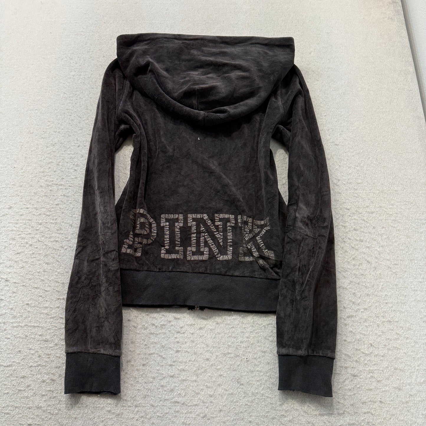 Victoria's Secret PINK Women's Gray Velour Tracksuit Set Hoodie & Pants Size S