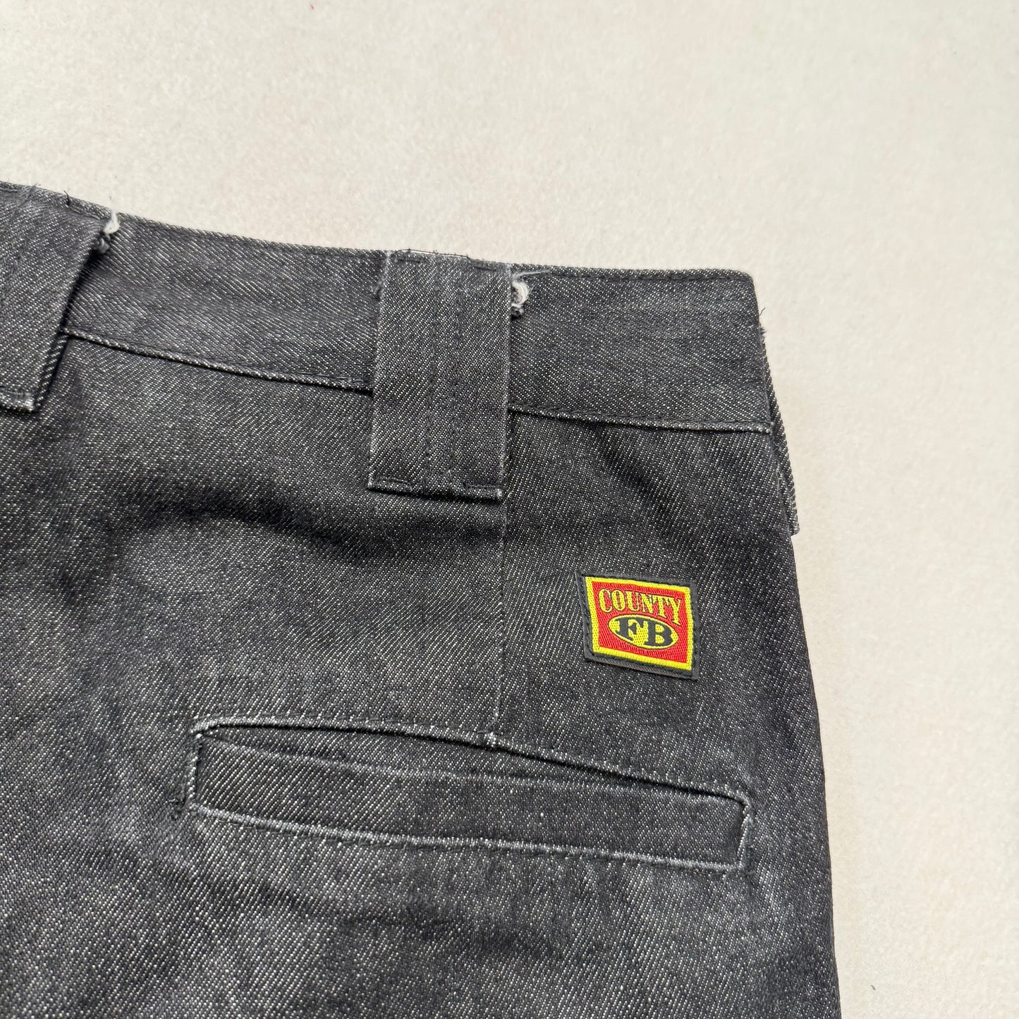 FB County Mens Black Cotton Blend Baggy Fit Cargo Denim Pants Streetwear Size 32
