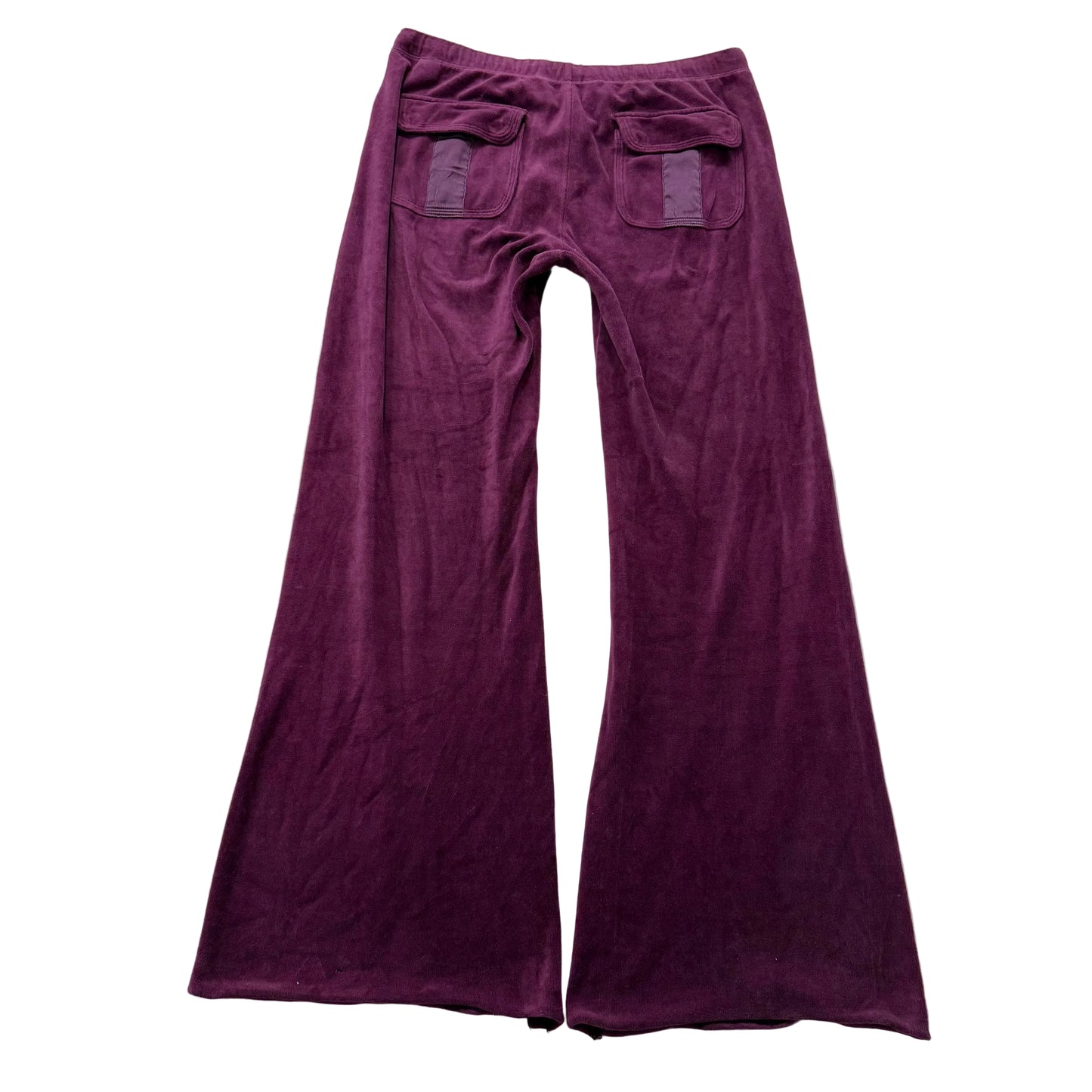 Victoria's Secret Women's Plum Velour Flared Track Pant Back Flap Pockets Size S