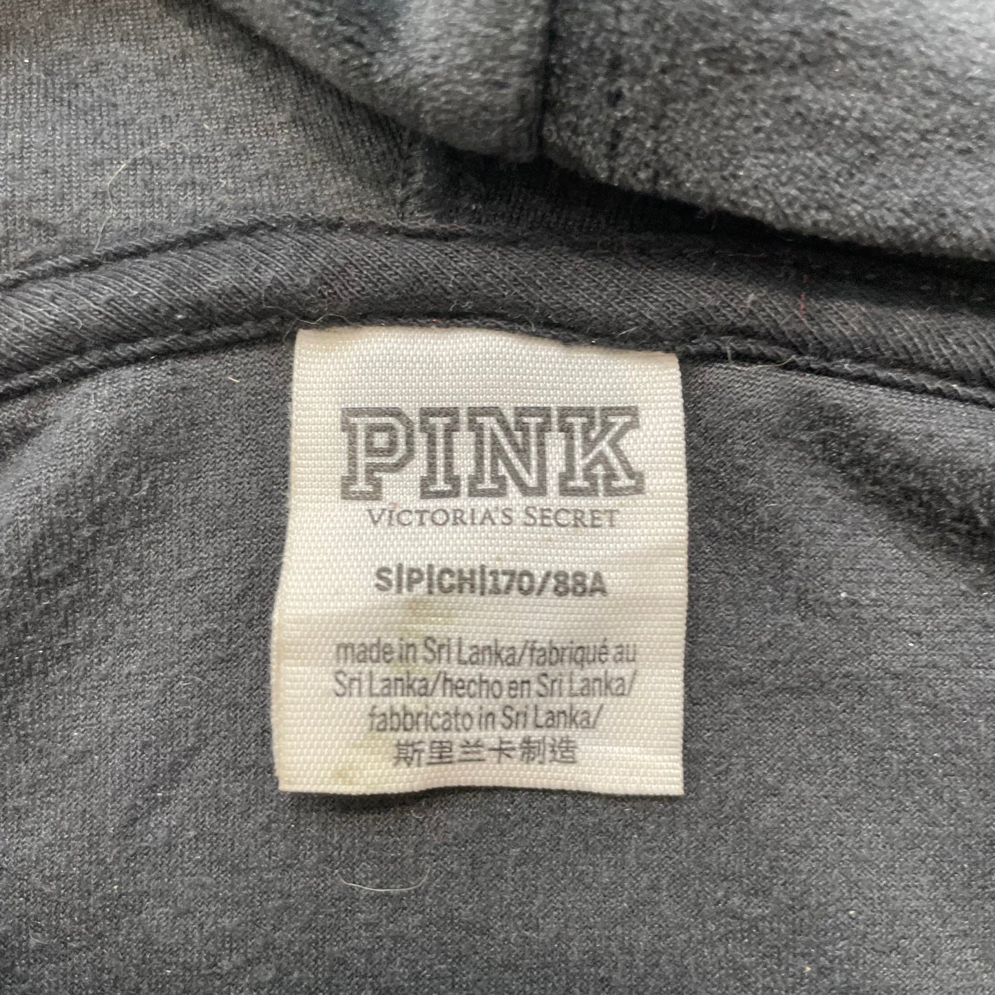 Victoria's Secret PINK Women's Black Velour Zip-Up Hoodie Loungewear Y2k Size S