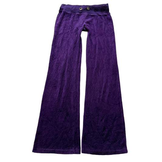 Juicy Couture Women's Deep Purple Velour Flare Leg Track Pants Drawstring Size M
