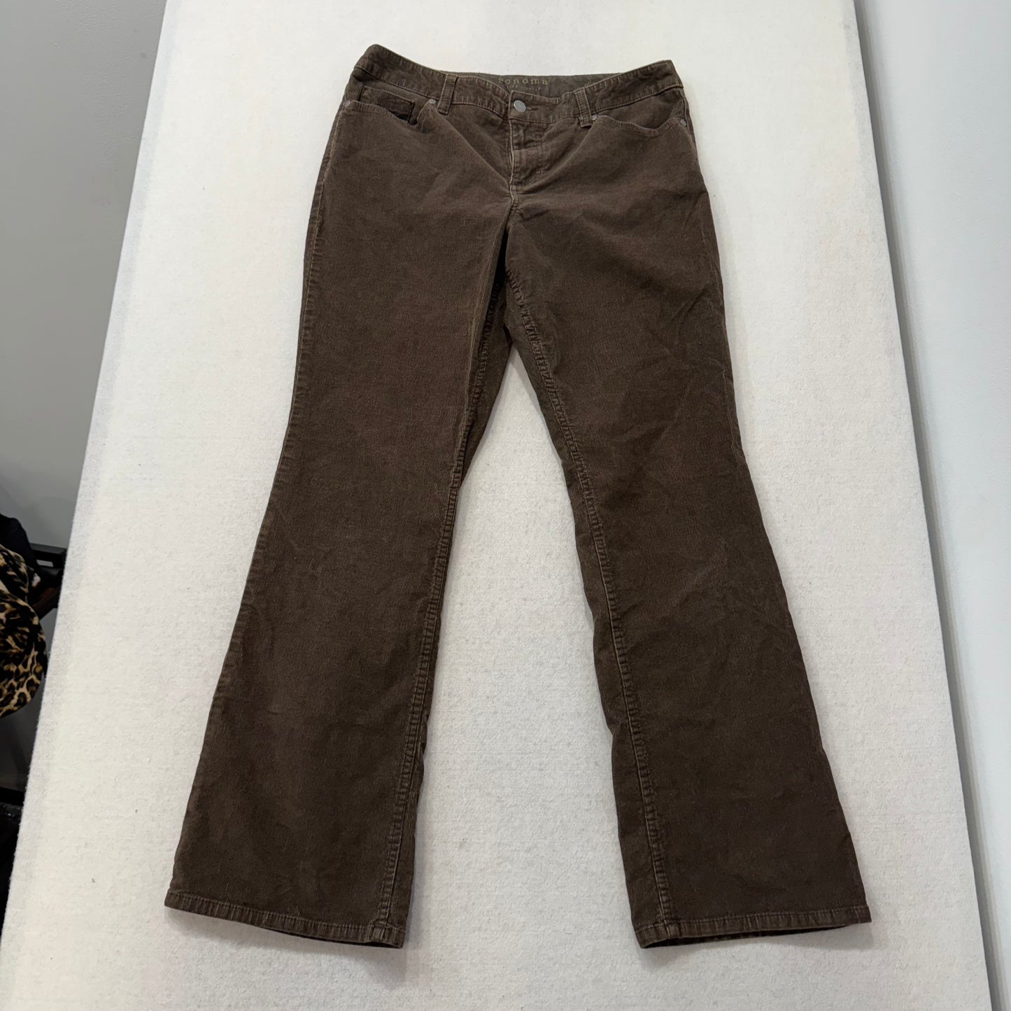 Sonoma Life + Style Women's Brown Corduroy Flared Boot Pants Low Rise Size 12
