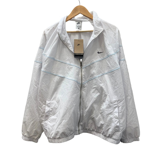 Nike Womens White Nylon Full Zip Windrunner Jacket Loose UV Performance Size 3XL