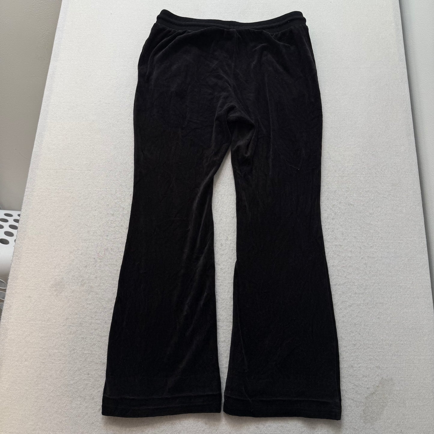 Juicy Couture Women Black Tracksuit Set Zip Up Hoodie & Flared Pant Logo Size L