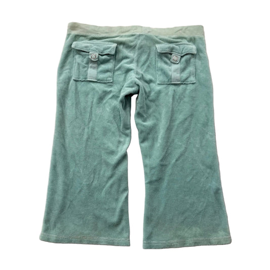 Juicy Couture Womens Seafoam Green Terrycloth Capri Pant Snap Flap Pocket Size M