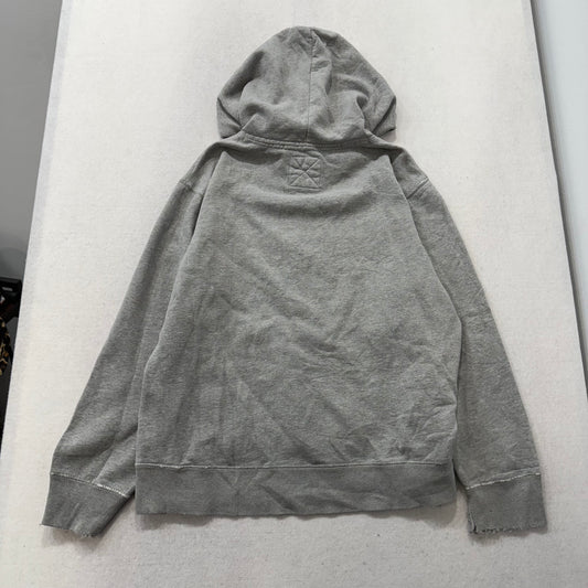 American Eagle Outfitters Men Gray Cotton Distressed Pullover Hoodie Logo Size L