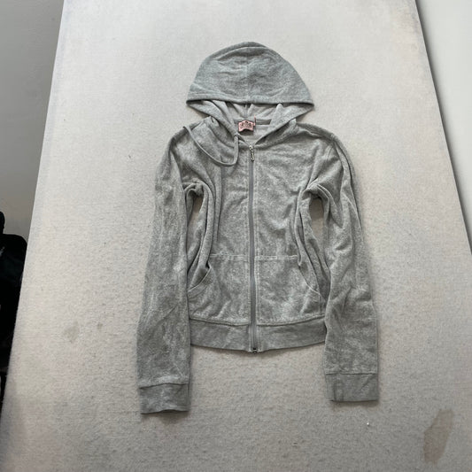 Juicy Couture Women's Gray Velour Tracksuit Set Zip-Up Hoodie & Pant Size M/L