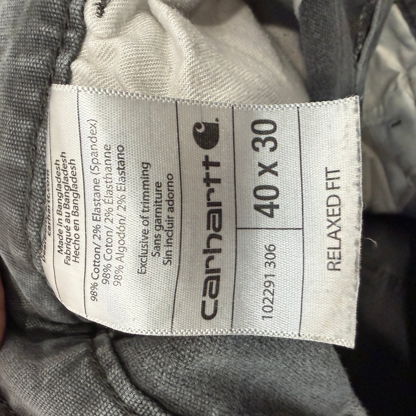 Carhartt Men's Dark Grey Denim Jeans Relaxed Fit Zip-Fly Pockets Logo Size 40x30
