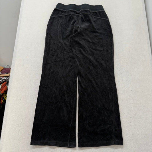 Juicy Couture Women's Black Velour Flared Wide Leg Track Pants High Rise Size M