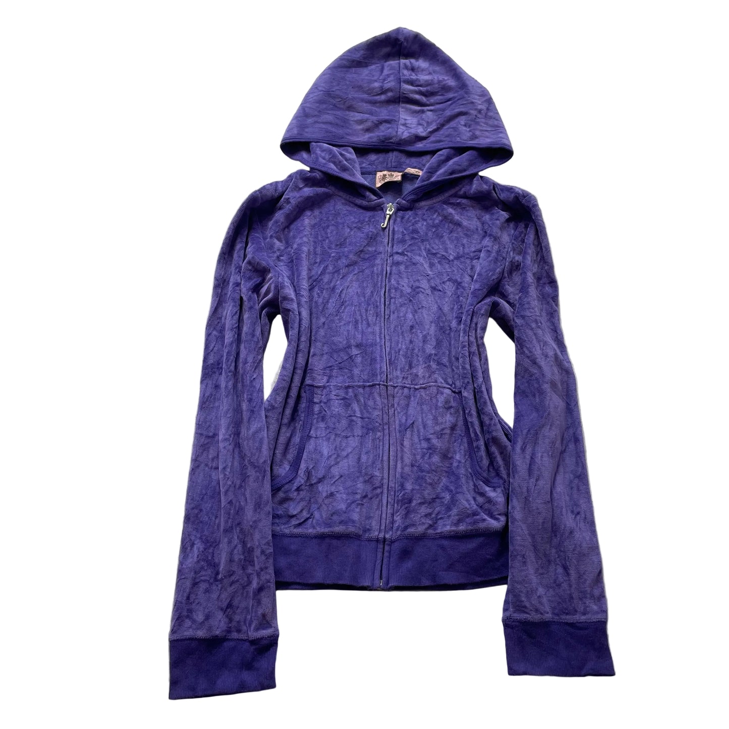 Juicy Couture Women's Indigo Velour Zip-Up Hoodie Pockets Loungewear Size XL