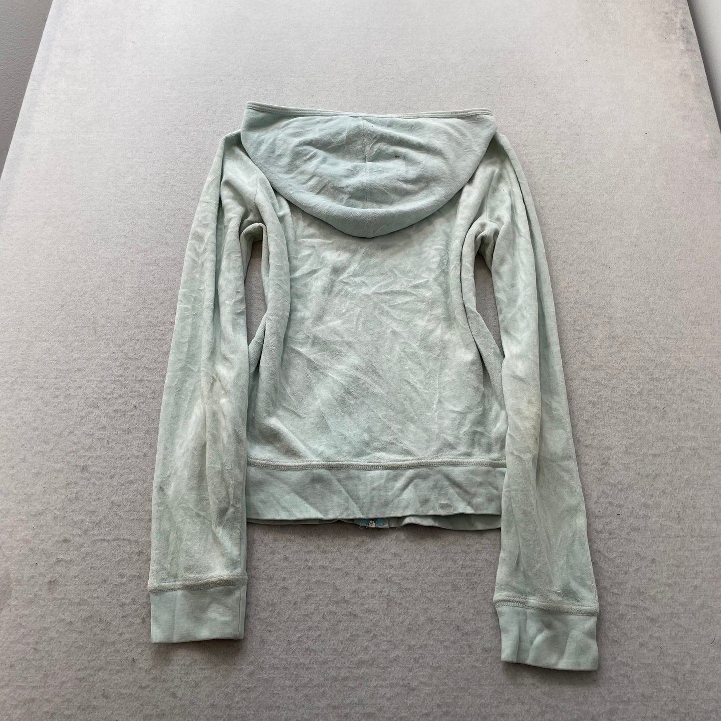 2003 Vintage Juicy Couture Women's Light Sage Green Velour Zip-Up Hoodie Size L