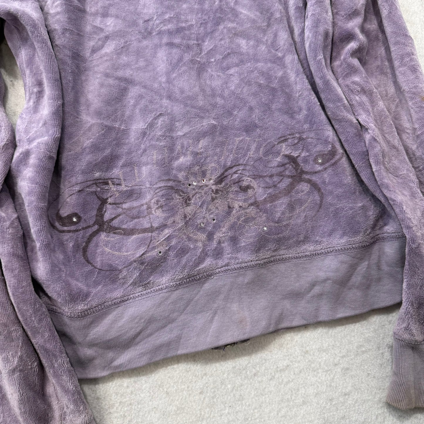 Juicy Couture All Hail Juicy Women's Lavender Velour Zip-Up Hoodie Y2k Size 12
