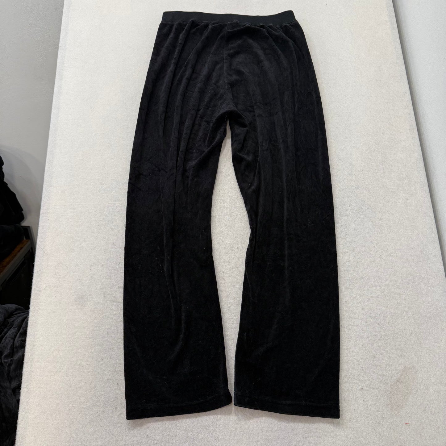 Juicy Couture Black Velour Tracksuit Set Zip Up Hoodie & Flare Pant Logo Size M