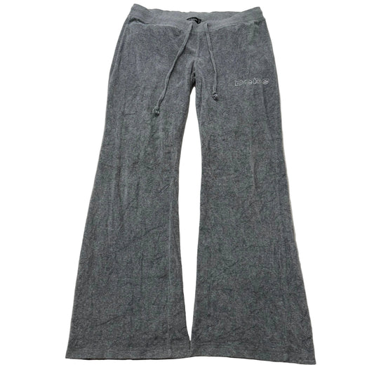 Bebe Womens Heather Gray Velour Flared Track Pant Drawstring Made In USA Size XL