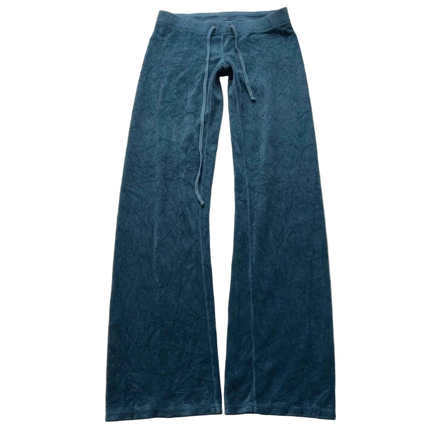 Juicy Couture Women's Regal Blue Terry Cloth Flare Track Pants Drawstring Size P