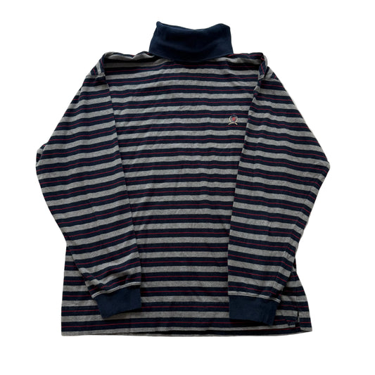 Tommy Hilfiger Men's Nautical Colors Striped Cotton Jersey Turtleneck Y2K Size M