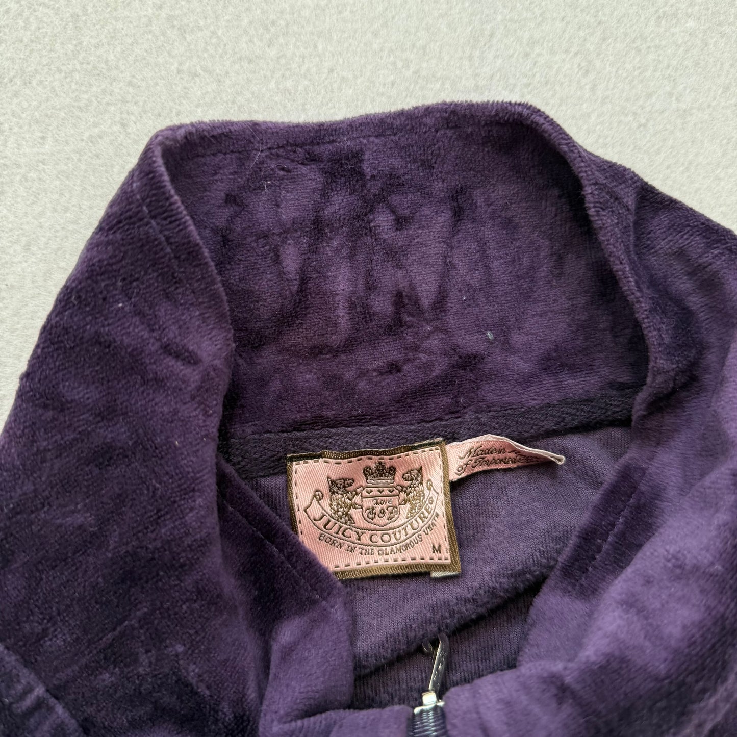 Juicy Couture Women's Eggplant Purple Zip Up Track Jacket Loungewear Y2K Size M