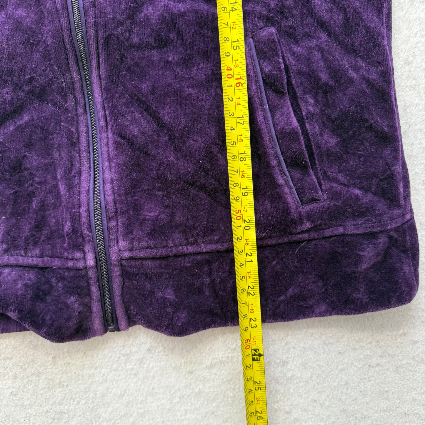 Ralph Lauren Women Deep Purple Velour Zip-Up Track Jacket Embroidery Logo Size M