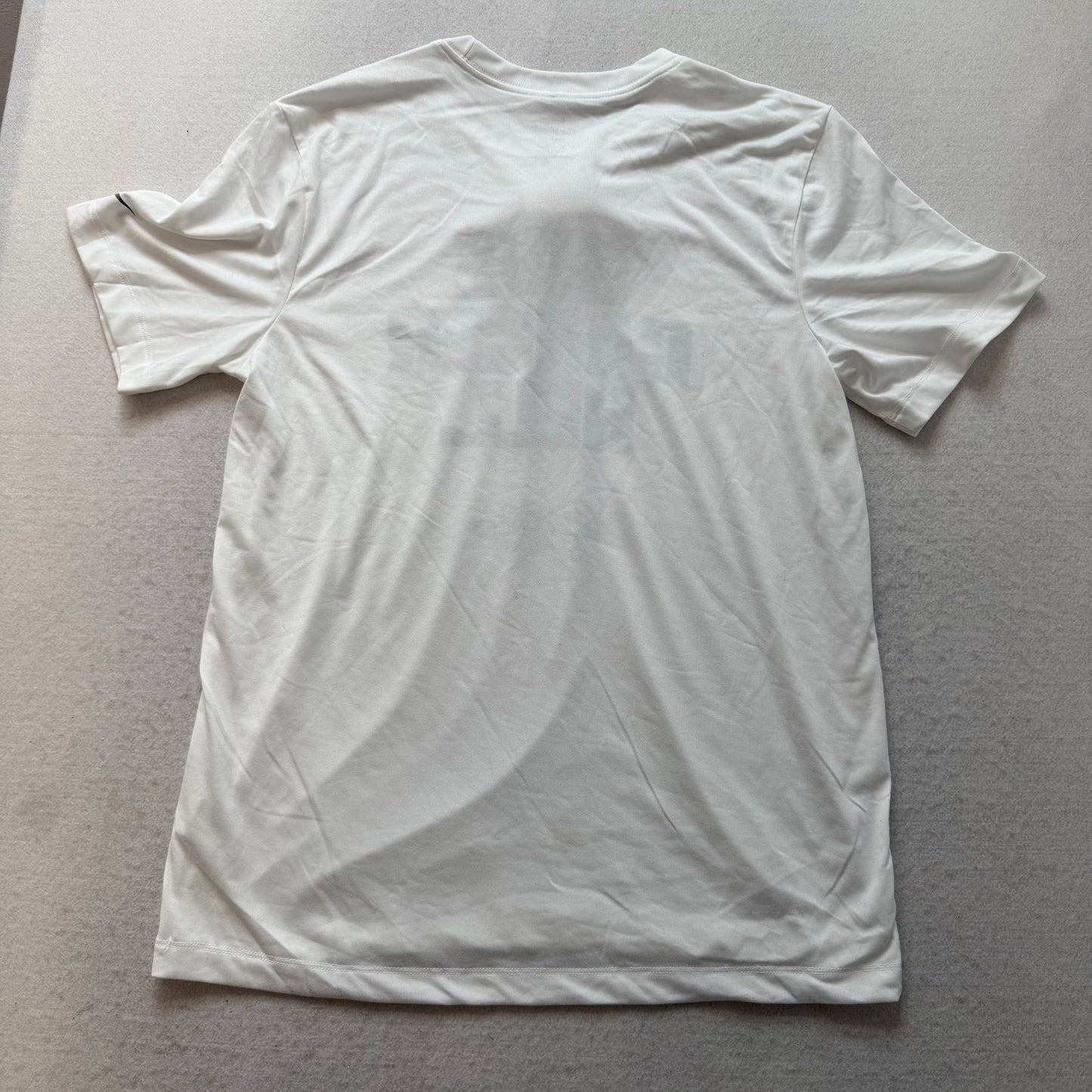 Nike "Give Cancer Hell" Slogan Men's White Crewneck T-Shirt Short Sleeves Size M