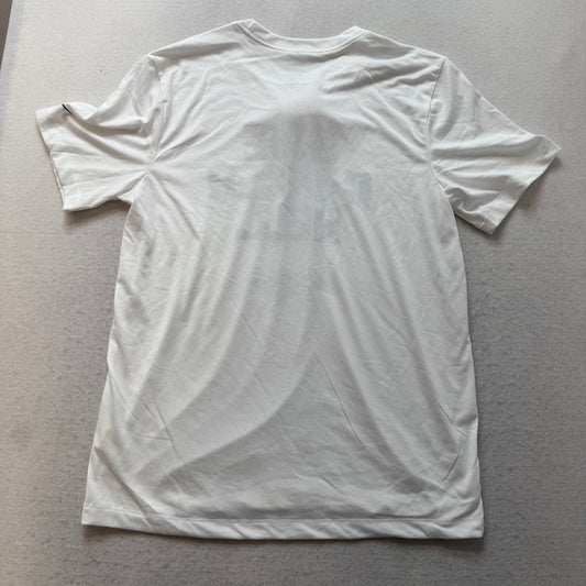 Nike "Give Cancer Hell" Slogan Men's White Crewneck T-Shirt Short Sleeves Size M