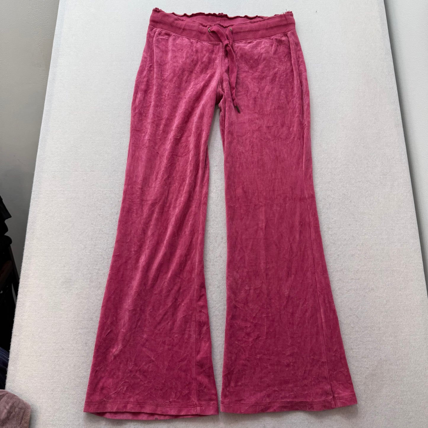 Vintage Juicy Couture Women Dark Pink Flare Track Pant Buckle Flap Pocket Size L