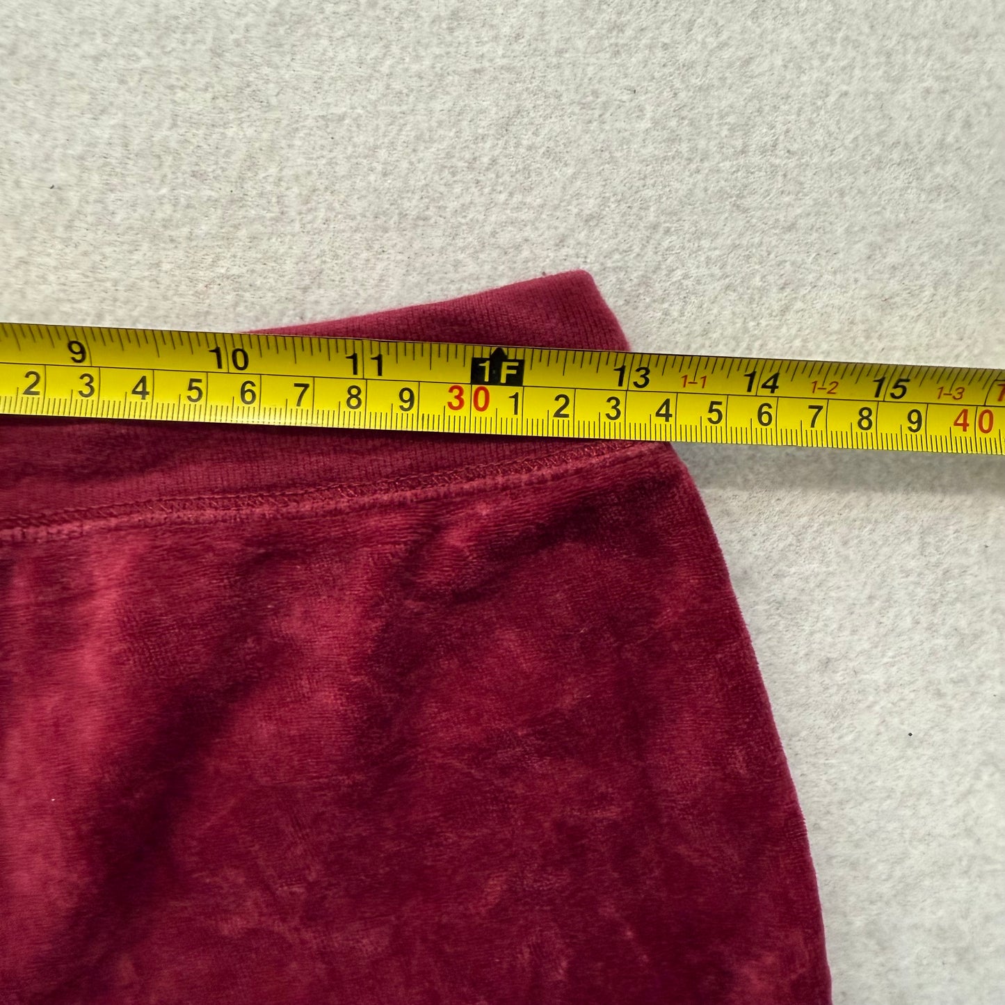 Vintage Juicy Couture Women's Maroon Velour Flared Track Pants Drawstring Size S