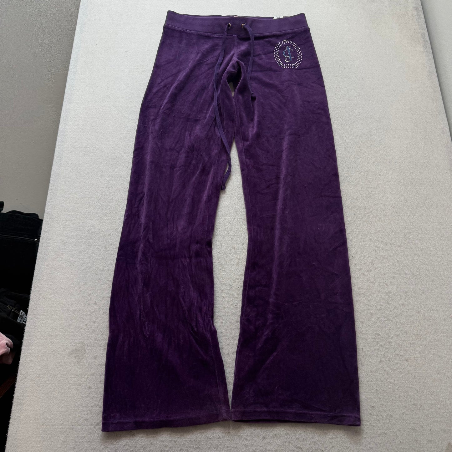 Vintage Juicy Couture Women Deep Purple Velour Hoodie & Flared Pant Y2k Size L/S
