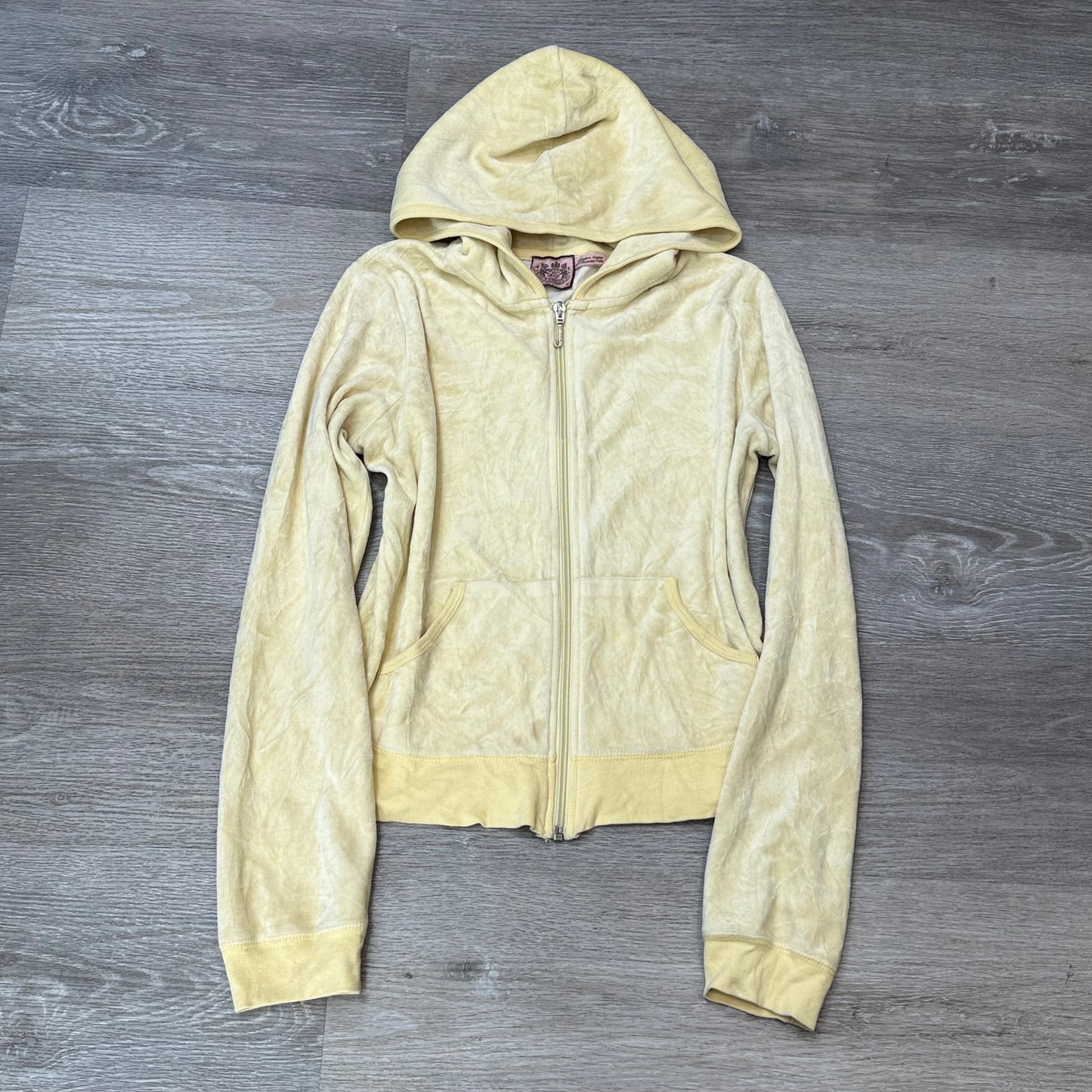 Juicy Couture Scottie Dogs Women's Cream Velour Zip-Up Hoodie Rhinestones Size M