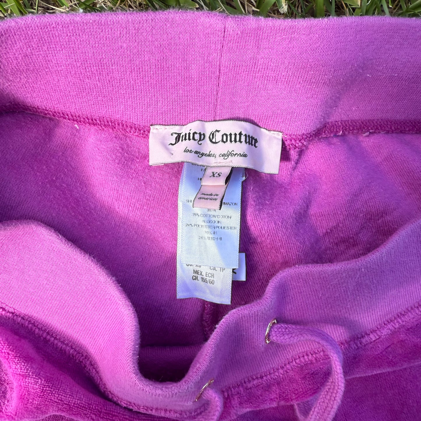 Juicy Couture Womens Magenta Velour Flared Track Pant Rhinestones Design Size XS