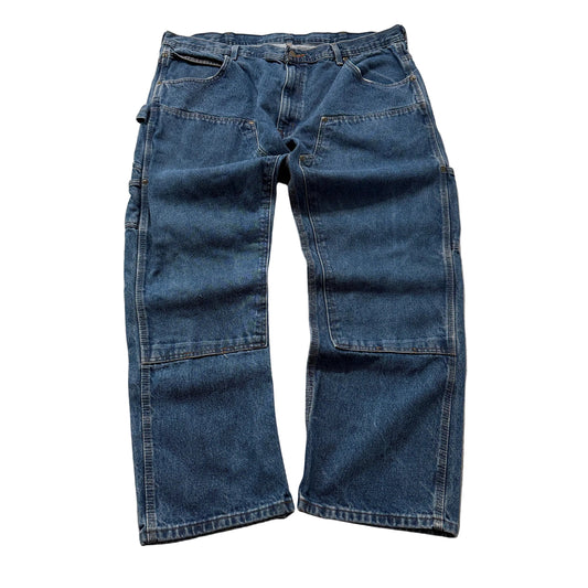 Key Men's Blue Double-Front Logger Denim Jeans Pockets Classic Zip-Fly Size W39
