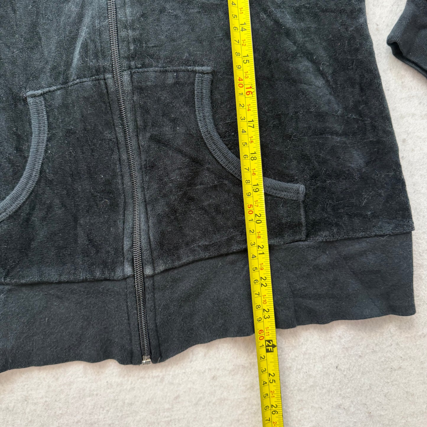 Vintage Juicy Couture “Scottie Dogs" Women's Black Velour Zip Up Hoodie Size L