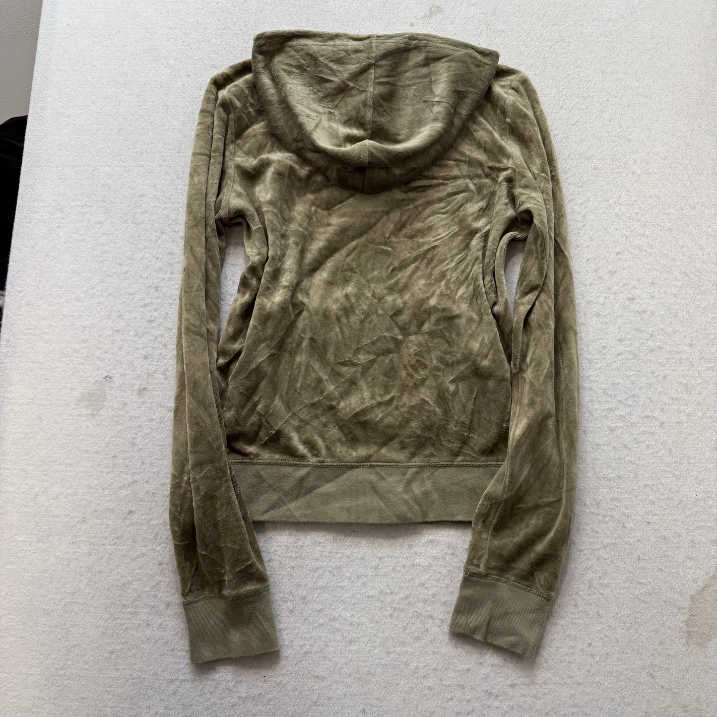 Juicy Couture Womens Light Olive Velour Tracksuit Set Hoodie & Pant Y2k Size L/M