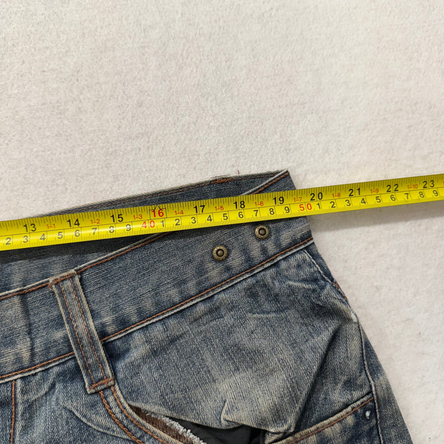 CEZER Men's Light Blue Denim Baggy Jeans Outer Flap Back Pockets Faded Size 40