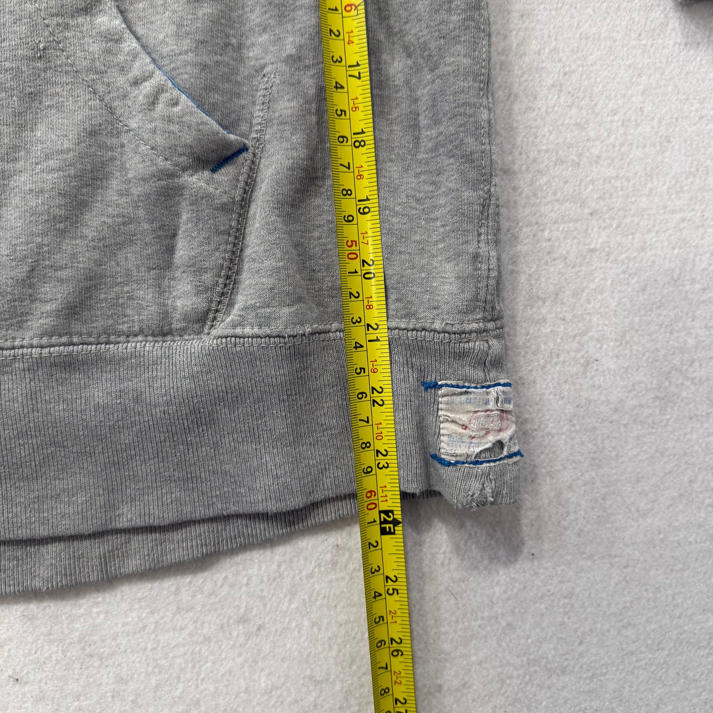 American Eagle Outfitters Men Gray Cotton Distressed Pullover Hoodie Logo Size L
