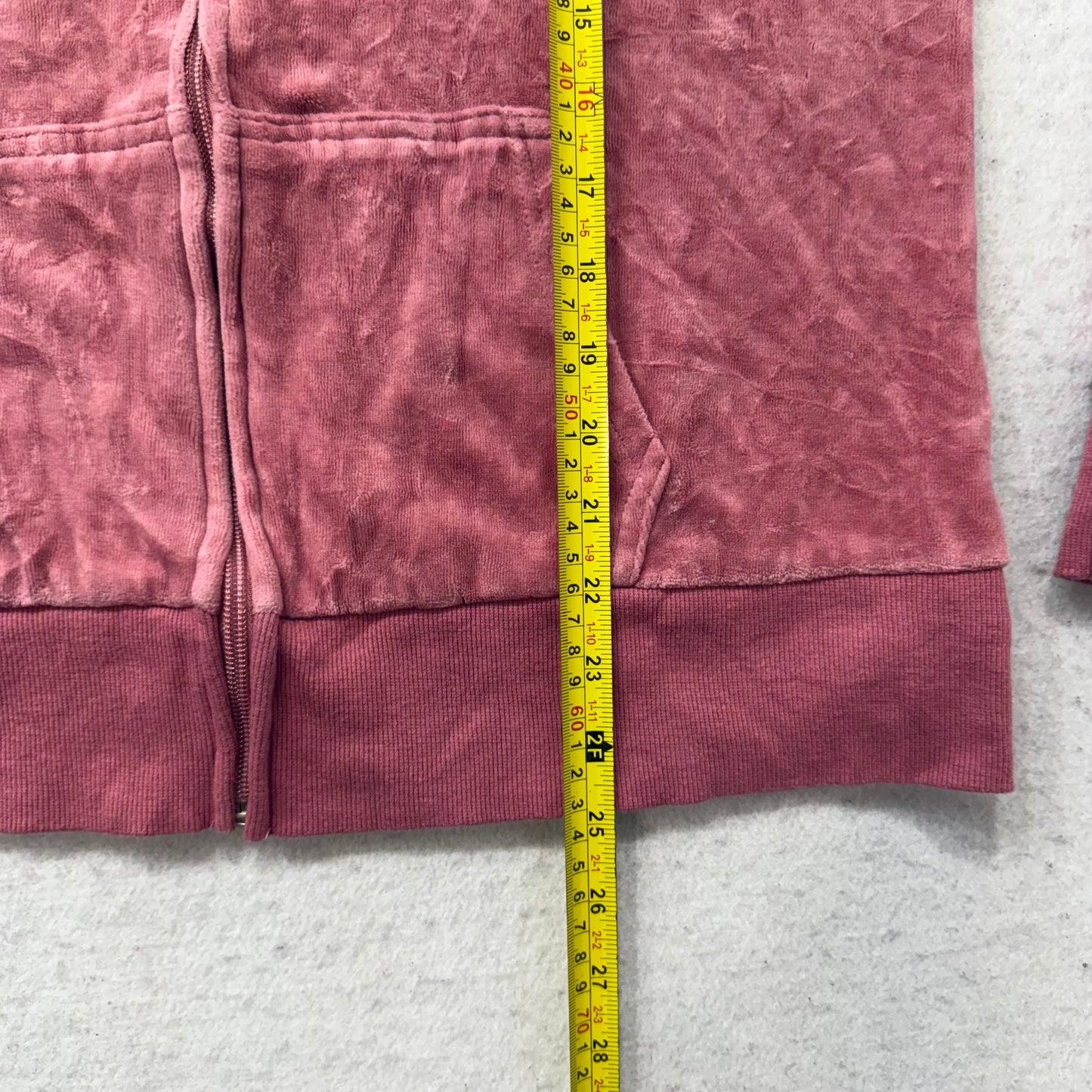 Juicy Couture Women's Dusty Rose Velour Zip Up Hoodie Loungewear Preppy Size XL