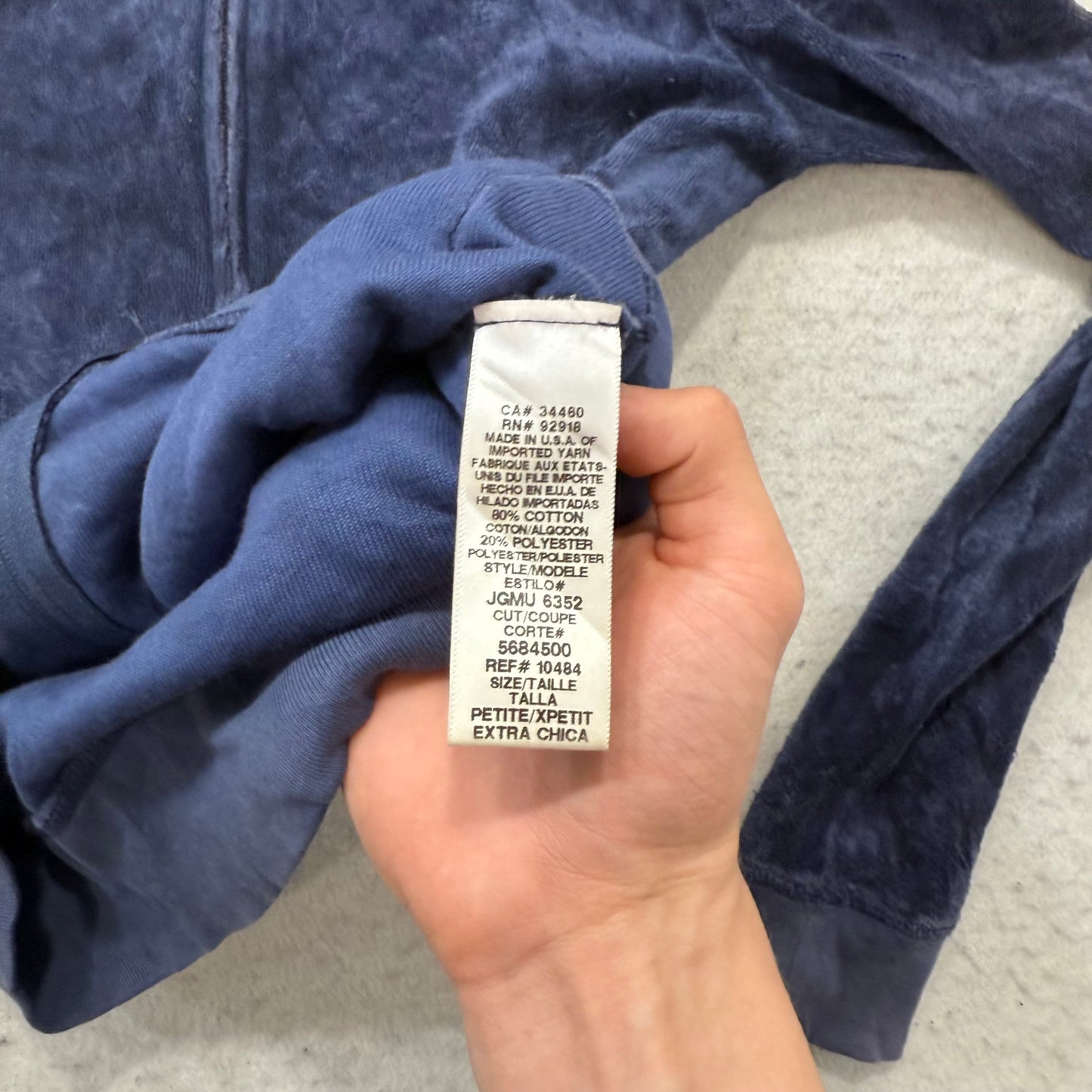 Juicy Couture "Juicy Day Dreamer" Women's Navy Terry Cloth Zip-Up Hoodie Size P