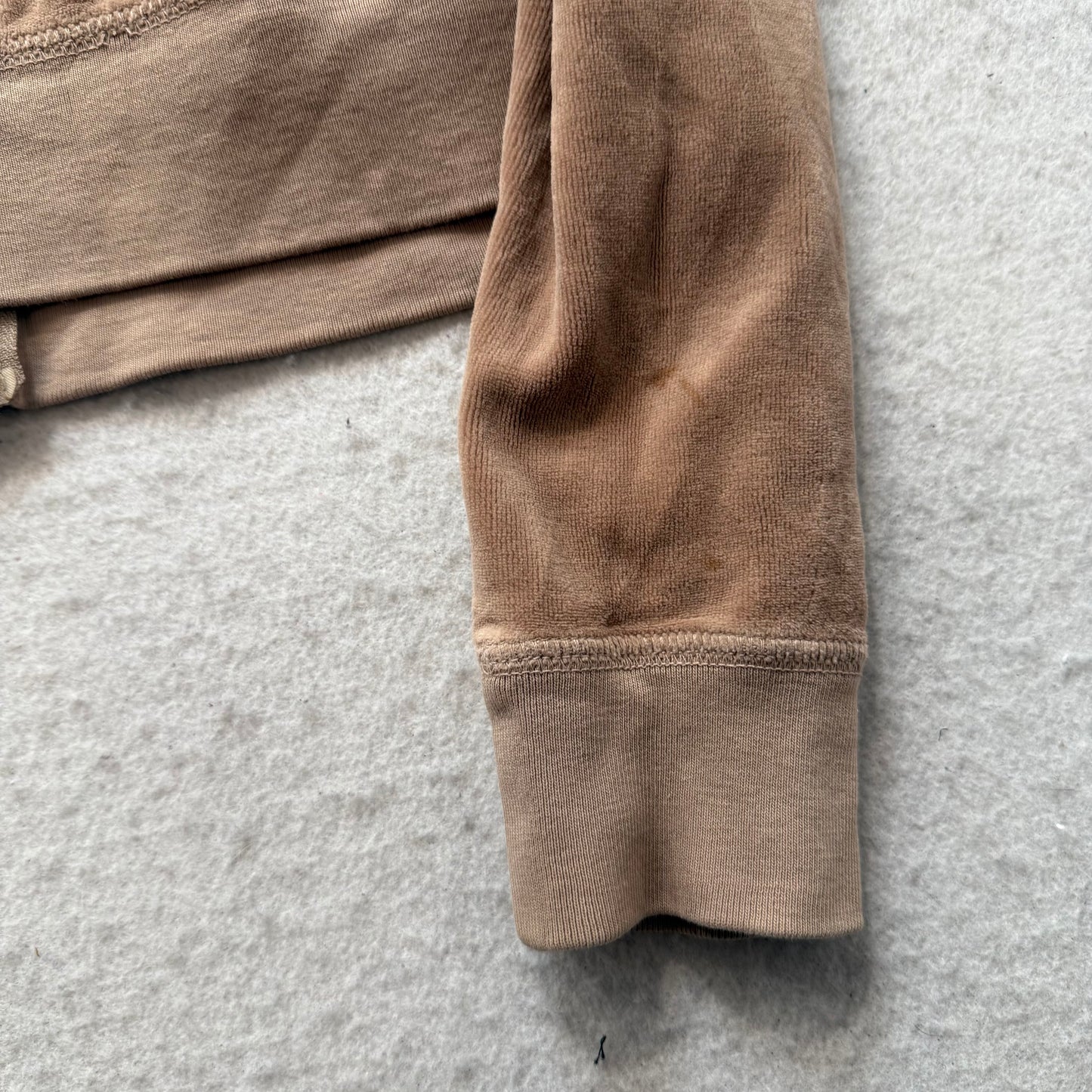 Vtg Juicy Couture Women's Camel Velour Tracksuit Set Track Jacket & Pant Size L