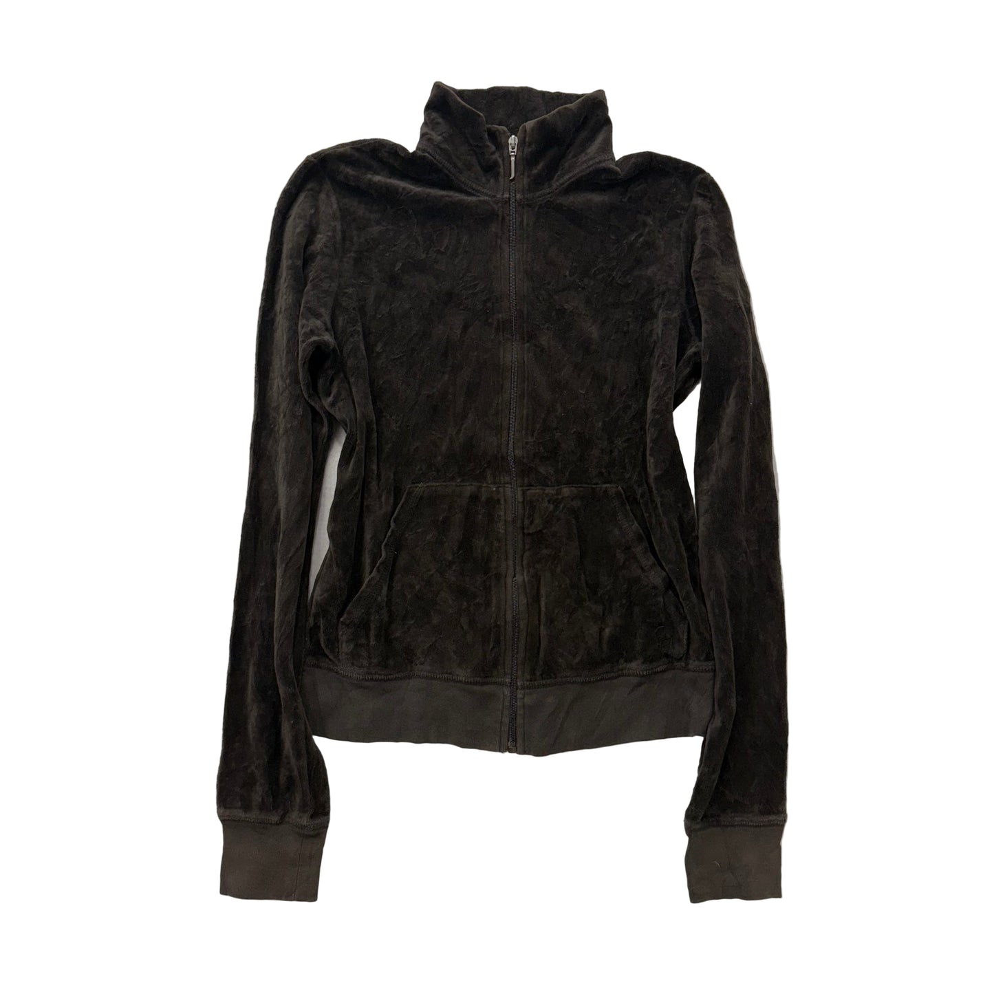 2003 Vintage Juicy Couture velour dark brown full zip hoodie jacket size M