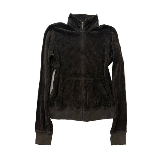 2003 Vintage Juicy Couture velour dark brown full zip hoodie jacket size M