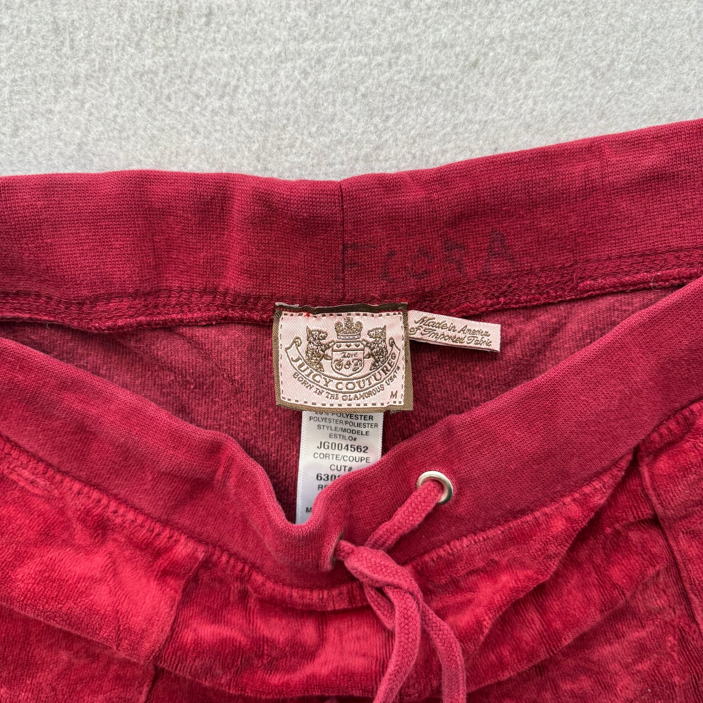 Juicy Couture Women Wine Red Velour Tracksuit Set Hoodie & Pant Pockets Size S/M