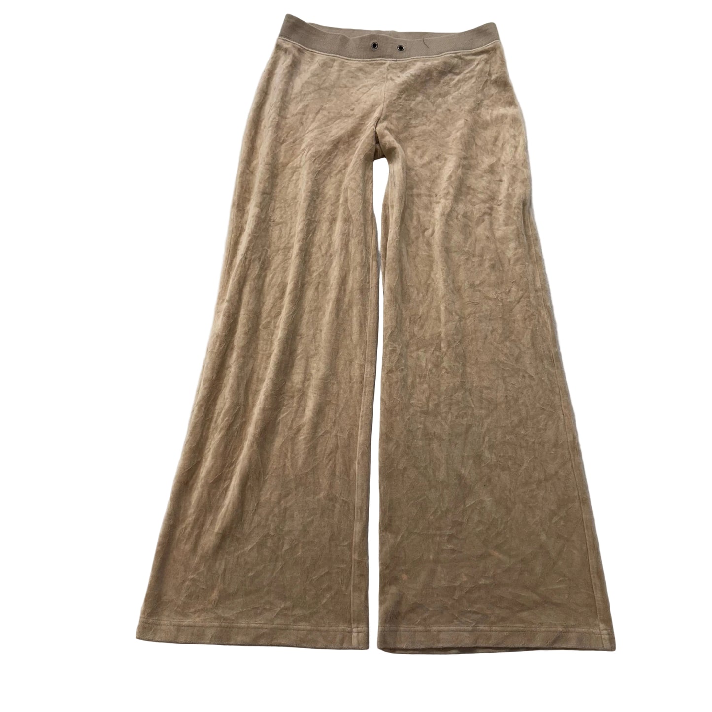 Juicy Couture Women's Beige Velour Flared Wide Leg Track Pants Loungewear Size M